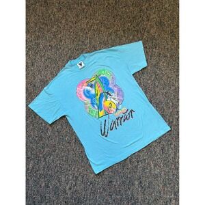 Vintage 80s SSI Wind Warrior Graphic Shirt XL Blue Graphic Tee Men's Made in USA